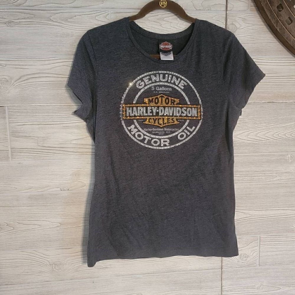 Harley-Davidson Biker T-Shirt Bedazzled Valparaiso, IN Womens SZ L Bling